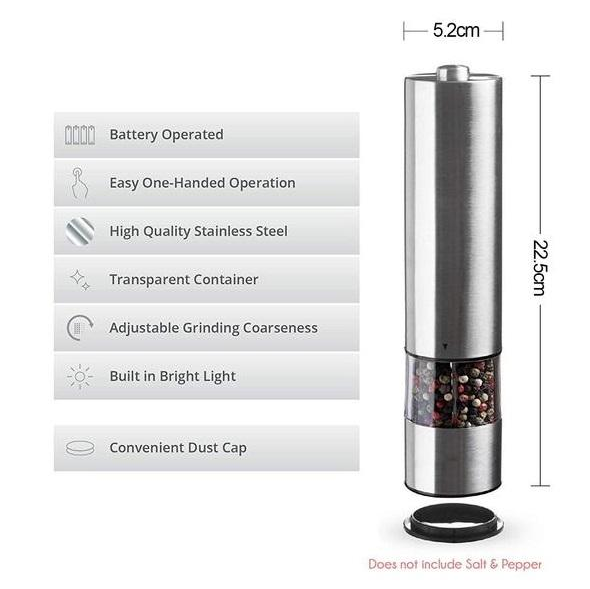 Premium Stainless Steel Electric Pepper Grinder - Perfect for Home and Professional Use
