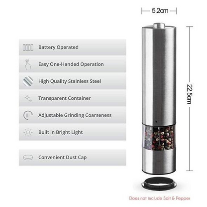Premium Stainless Steel Electric Pepper Grinder - Perfect for Home and Professional Use