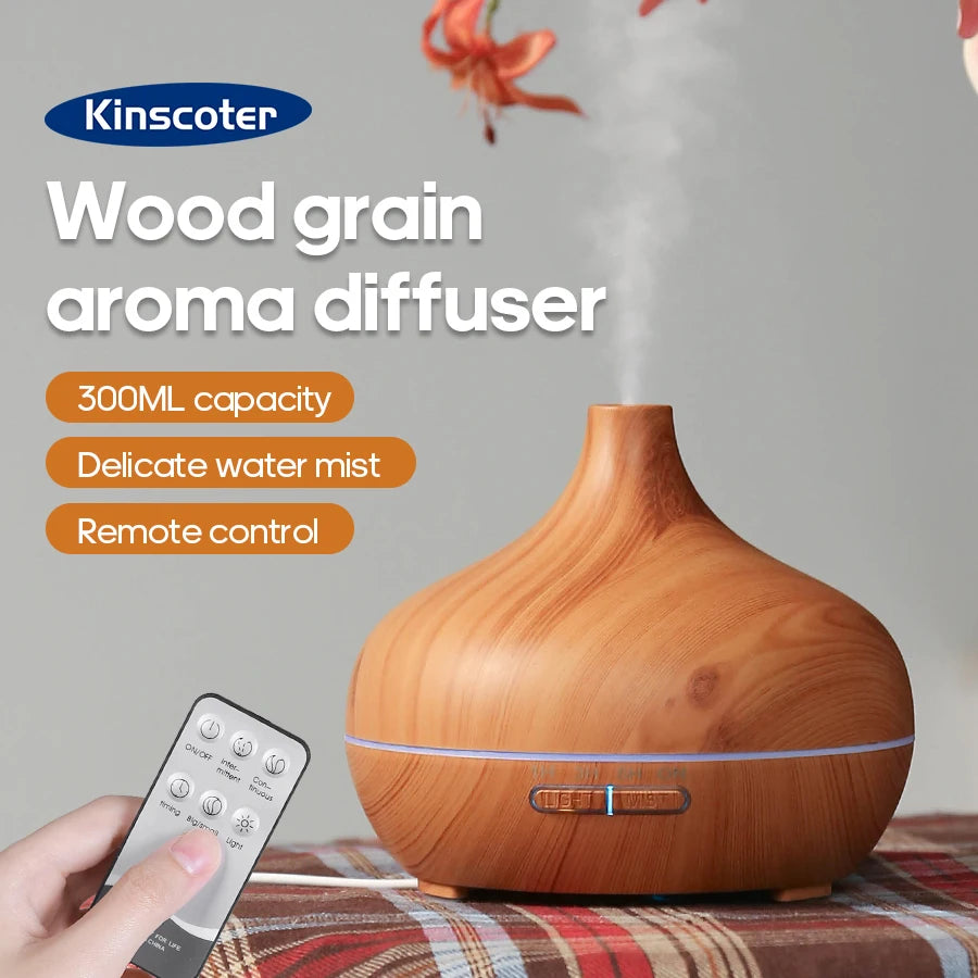 Transform Your Space with the Wood Grain Aromatherapy Diffuser - USB Humidifier & Essential Oil Set for a Relaxing Atmosphere