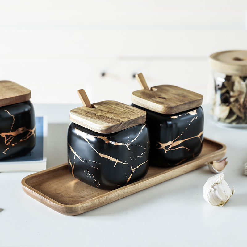 Elevate Your Kitchen Aesthetics with the Nordic Gold Marble Jar Set