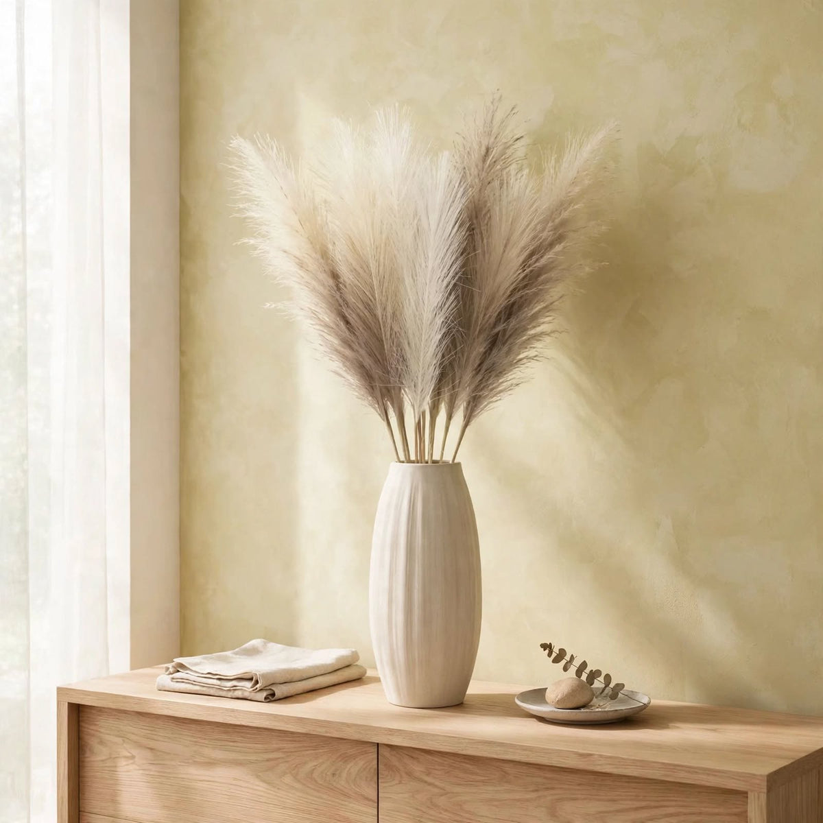 Faux Pampas Grass Decor Set
