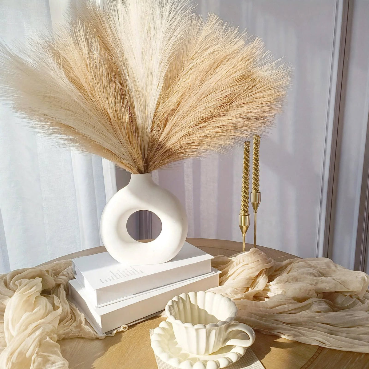 Faux Pampas Grass Decor Set