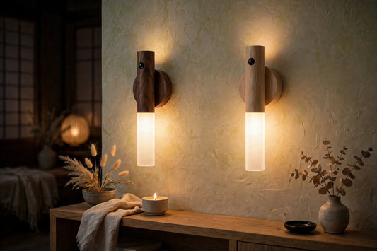 Wireless Motion Sensor Wooden Wall Light
