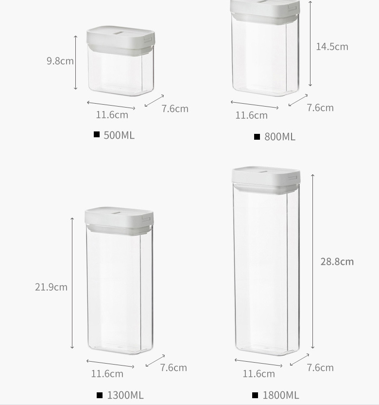 Stylish Transparent Airtight Square Storage Jar for Pasta - Keep Your Food Fresh!