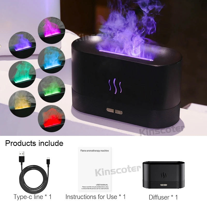 Transform Your Space with the Aroma Diffuser Air Humidifier - Ultrasonic Cool Mist Maker and LED Flame Lamp
