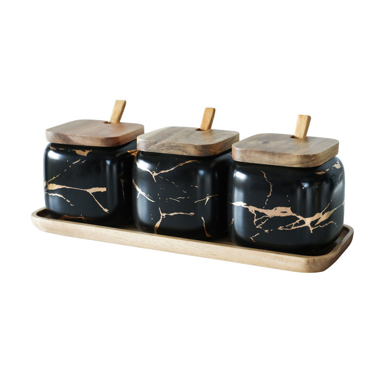 Elevate Your Kitchen Aesthetics with the Nordic Gold Marble Jar Set