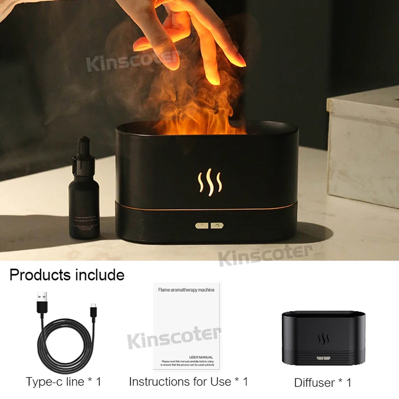 Transform Your Space with the Aroma Diffuser Air Humidifier - Ultrasonic Cool Mist Maker and LED Flame Lamp