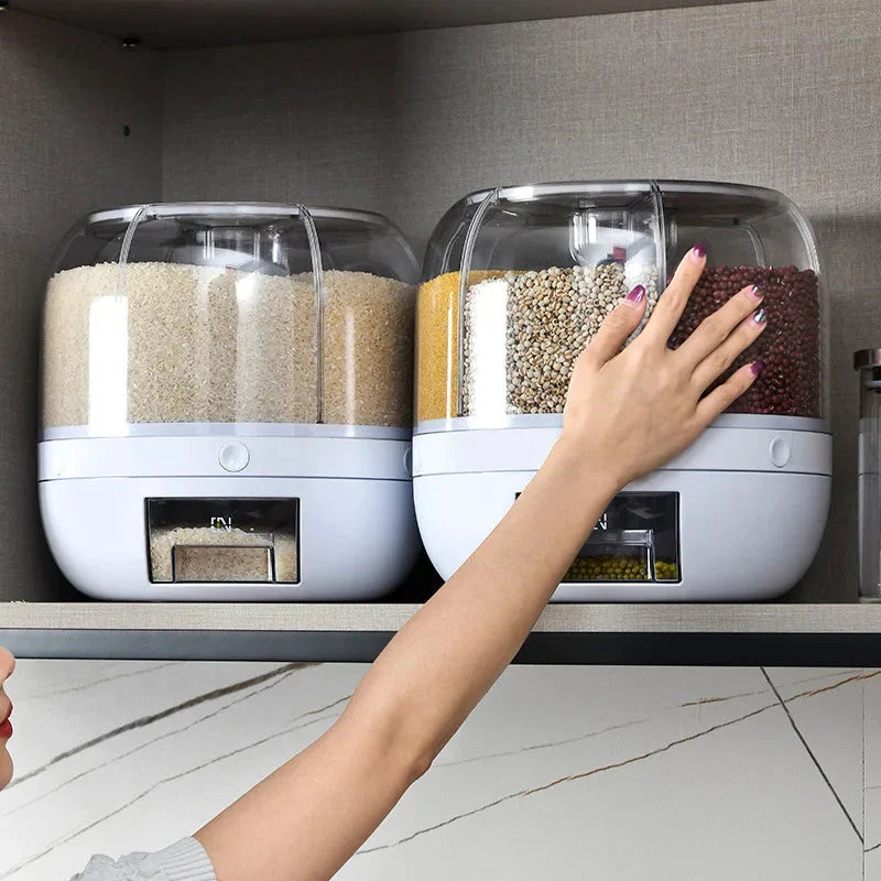 Revolutionary 360° Rotating Rice Dispenser - Keep Your Grains Fresh and Organized!
