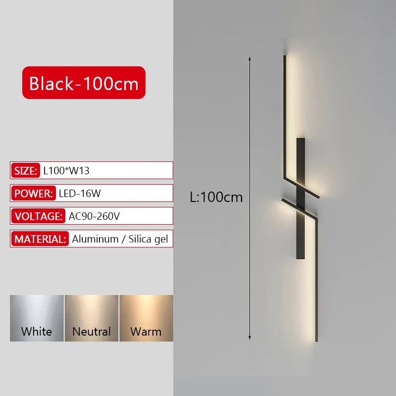 Illuminate Your Space with the Modern Long Strip LED Wall Lamp - Remote Control Dimming for Stylish Living Rooms, Bedrooms, and More!