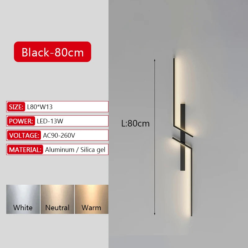Illuminate Your Space with the Modern Long Strip LED Wall Lamp - Remote Control Dimming for Stylish Living Rooms, Bedrooms, and More!