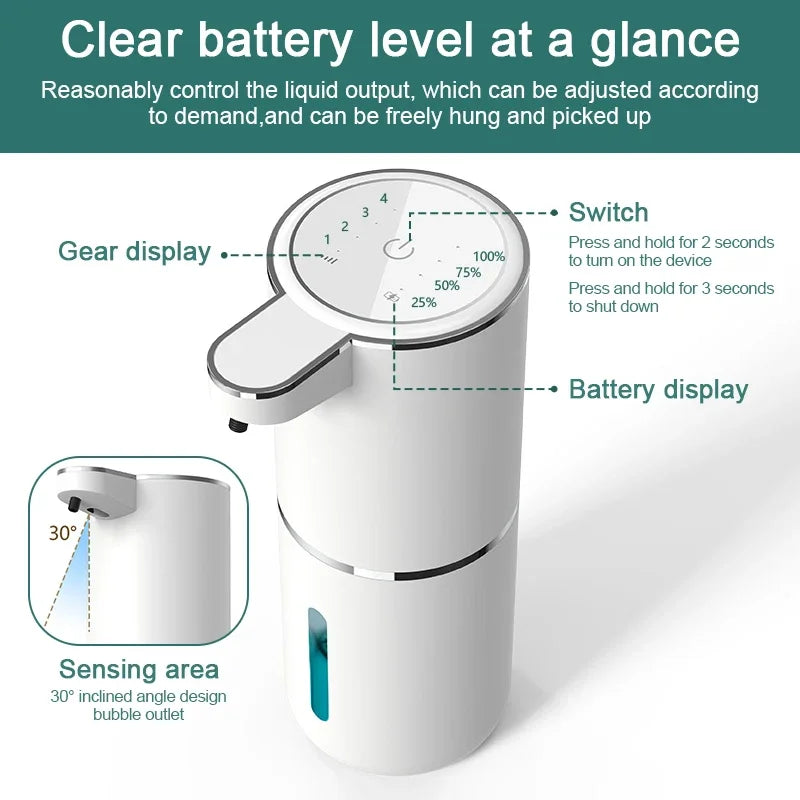 380ml Touchless Automatic Foam Soap Dispenser - USB Rechargeable with Smart Infrared Sensor
