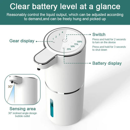 380ml Touchless Automatic Foam Soap Dispenser - USB Rechargeable with Smart Infrared Sensor