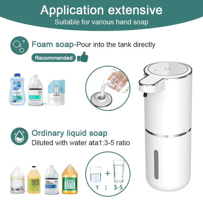 380ml Touchless Automatic Foam Soap Dispenser - USB Rechargeable with Smart Infrared Sensor