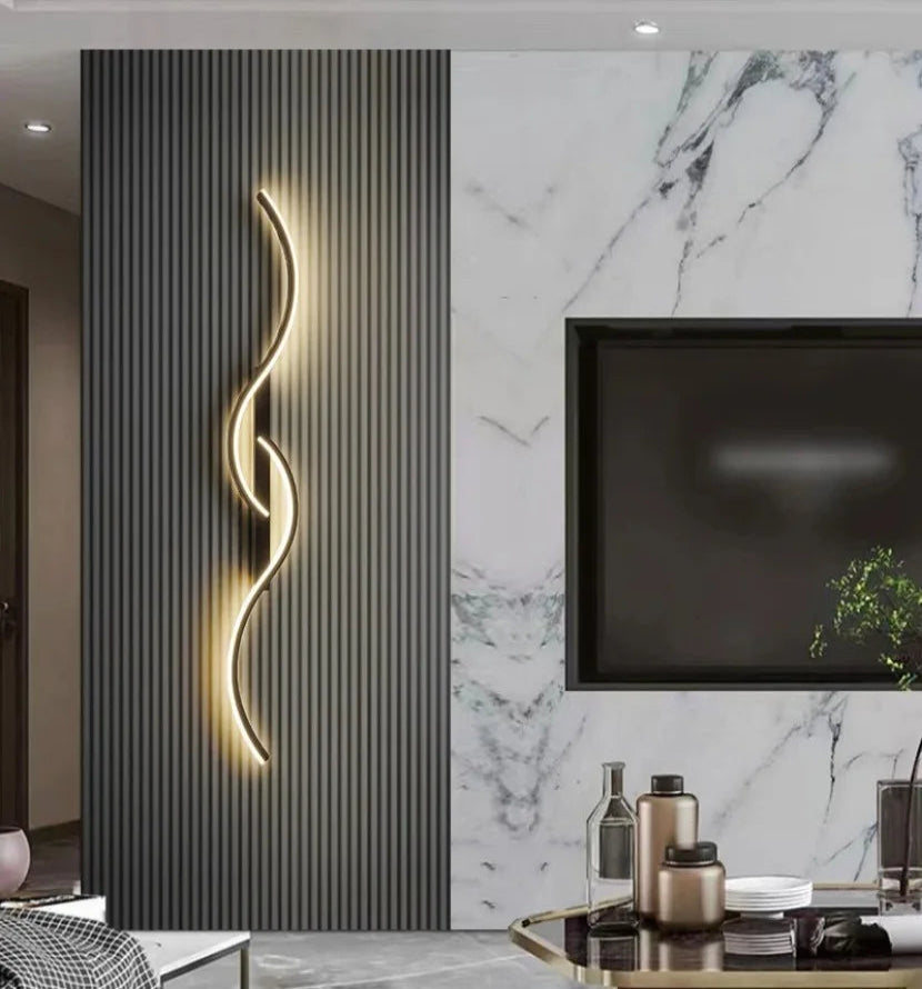 Illuminate Your Space with the Modern Long Strip LED Wall Lamp - Remote Control Dimming for Stylish Living Rooms, Bedrooms, and More!