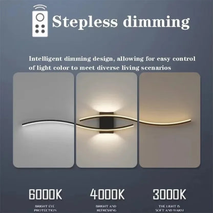 Illuminate Your Space with the Modern Long Strip LED Wall Lamp - Remote Control Dimming for Stylish Living Rooms, Bedrooms, and More!