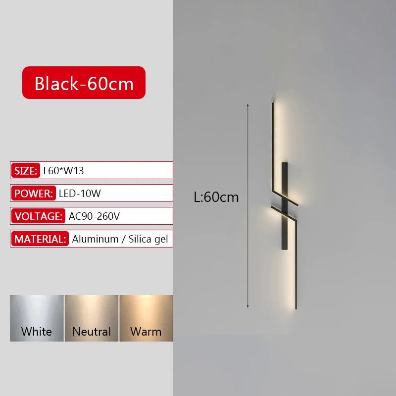 Illuminate Your Space with the Modern Long Strip LED Wall Lamp - Remote Control Dimming for Stylish Living Rooms, Bedrooms, and More!