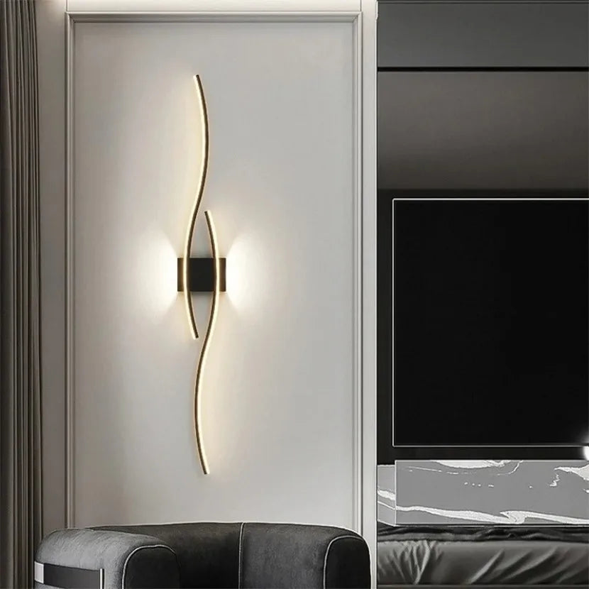 Illuminate Your Space with the Modern Long Strip LED Wall Lamp - Remote Control Dimming for Stylish Living Rooms, Bedrooms, and More!