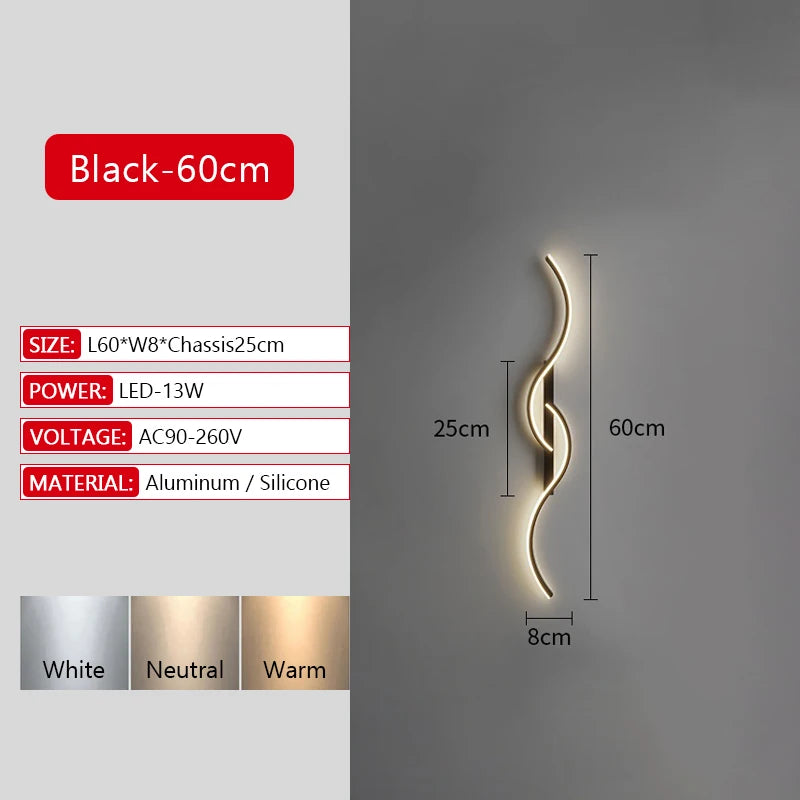 Illuminate Your Space with the Modern Long Strip LED Wall Lamp - Remote Control Dimming for Stylish Living Rooms, Bedrooms, and More!