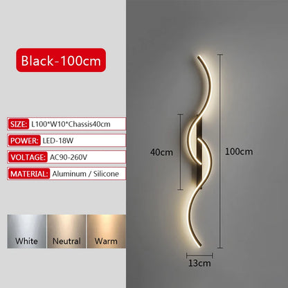 Illuminate Your Space with the Modern Long Strip LED Wall Lamp - Remote Control Dimming for Stylish Living Rooms, Bedrooms, and More!