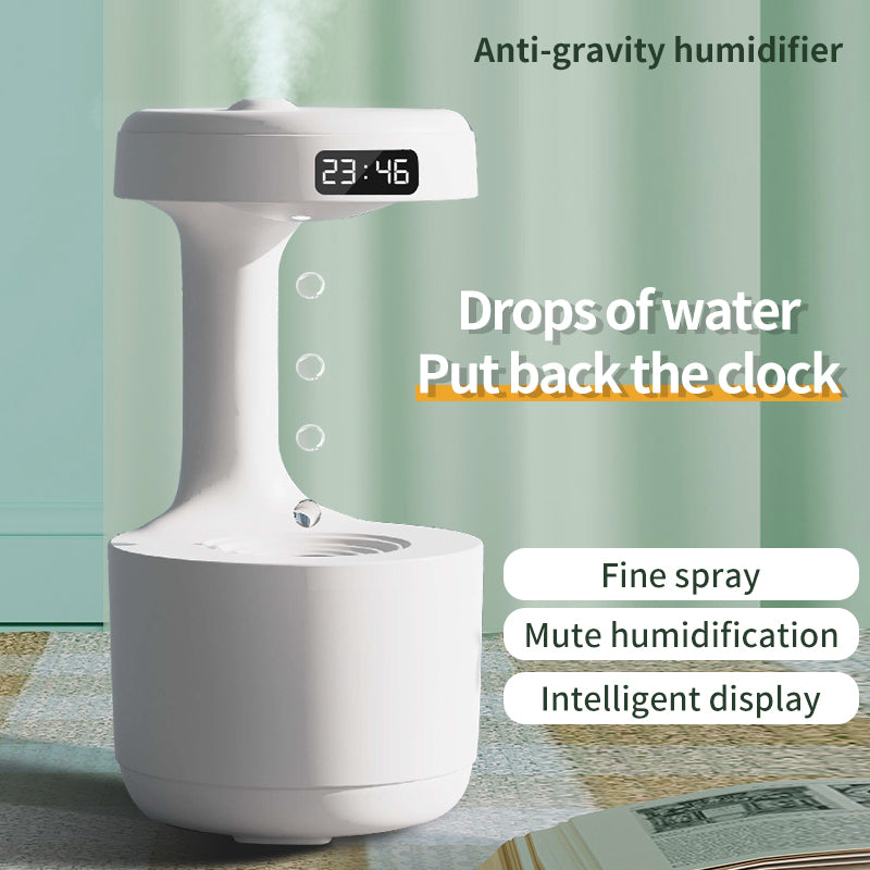 Transform Your Space with the Bedroom Anti-Gravity Humidifier & Clock Aroma Diffuser - Large Capacity for Mute, Heavy Fog Relaxation
