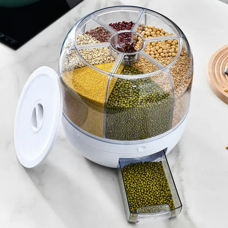 Revolutionary 360° Rotating Rice Dispenser - Keep Your Grains Fresh and Organized!