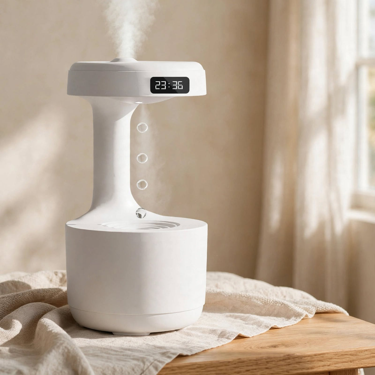 Humidificateur anti-gravité et diffuseur d'arômes avec horloge