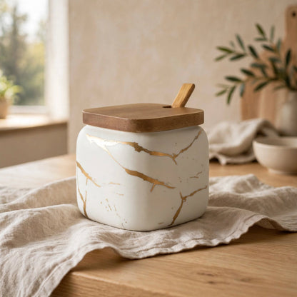 Nordic Gold Marble Jar Set