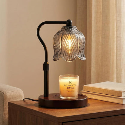 Elegant Tulip-Shaped Candle Warmer Lamp with Adjustable Brightness and Timed Settings