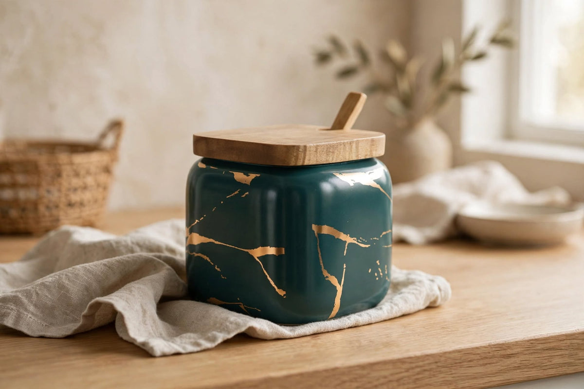 Nordic Gold Marble Jar Set
